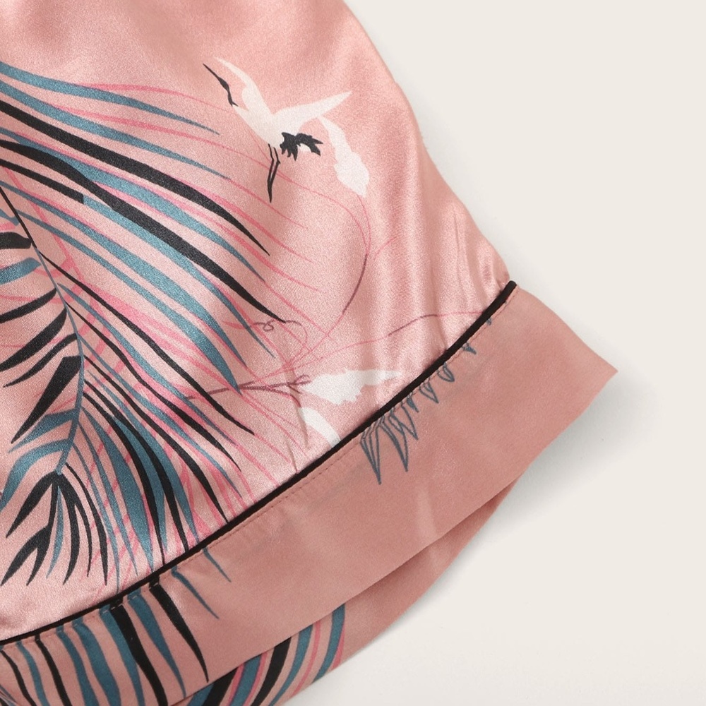 7 Piece Satin Pajama Set in Pink - Picture 4 of 16